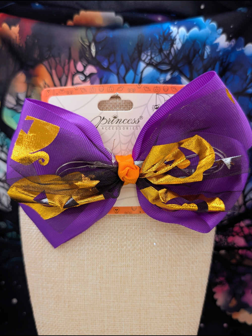 Purple Light up Halloween Alligator Clip Bow